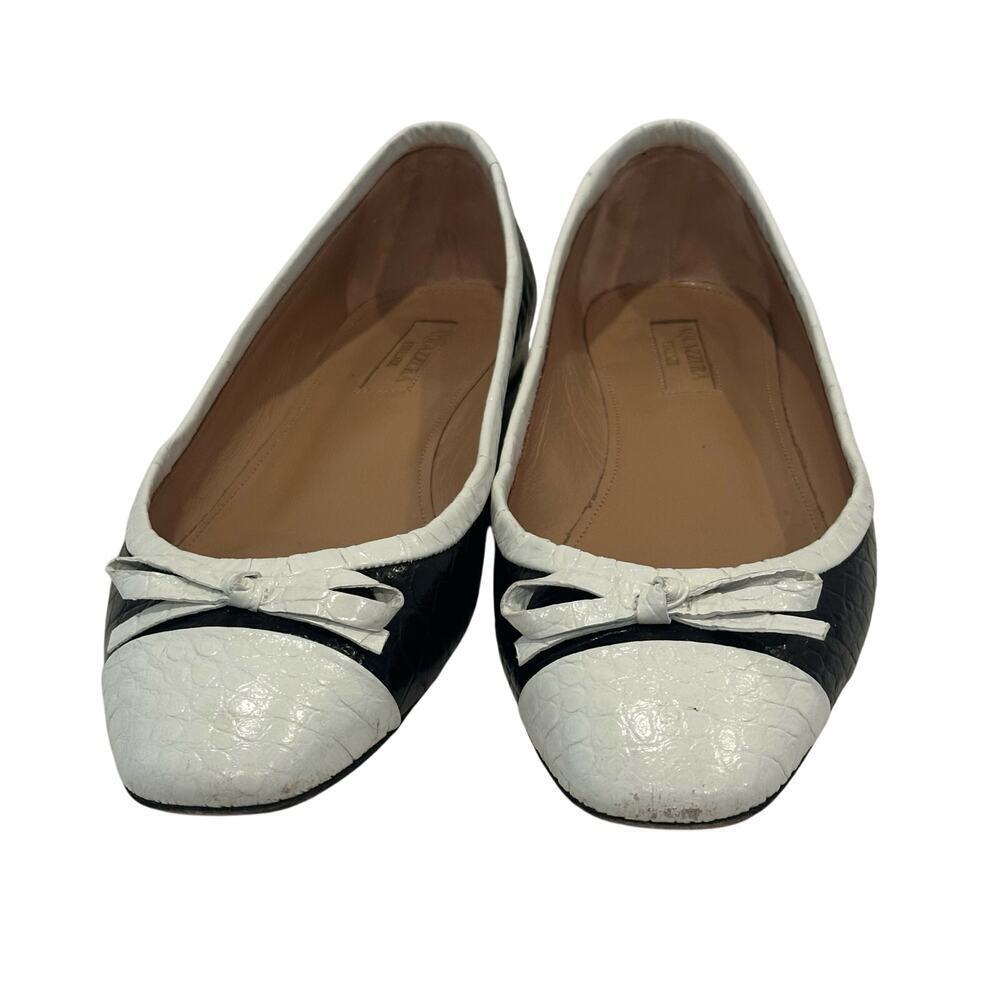 Aquazzura Black & White Croc Ballet Flats Sz 36 (5.5)
